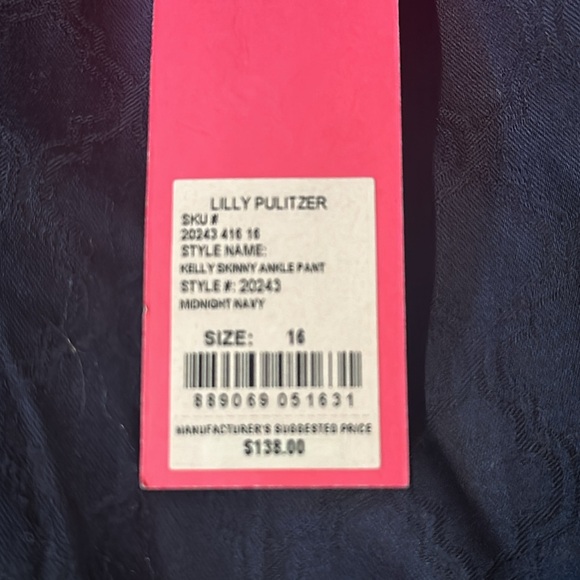 BNWT Lilly Pulitzer Sz 14 Kelly Skinny Ankle Pant - Midnight Navy - Picture 5 of 5